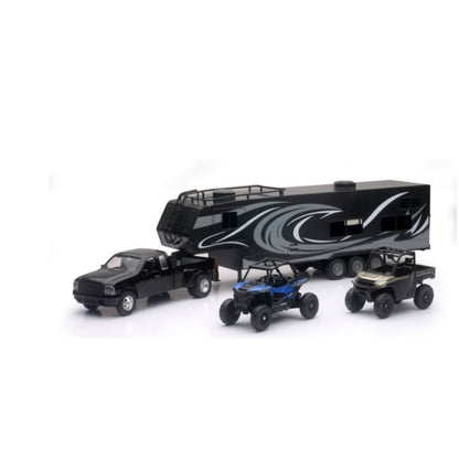 New-Ray Toys Replica Truck/Toy Hauler/UTVs - Truck/Trailer/2 Polaris UTVs 37046_860046