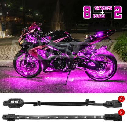 XKGlow Single Color Motorcycle LED Accent Light Strip Kit_614241