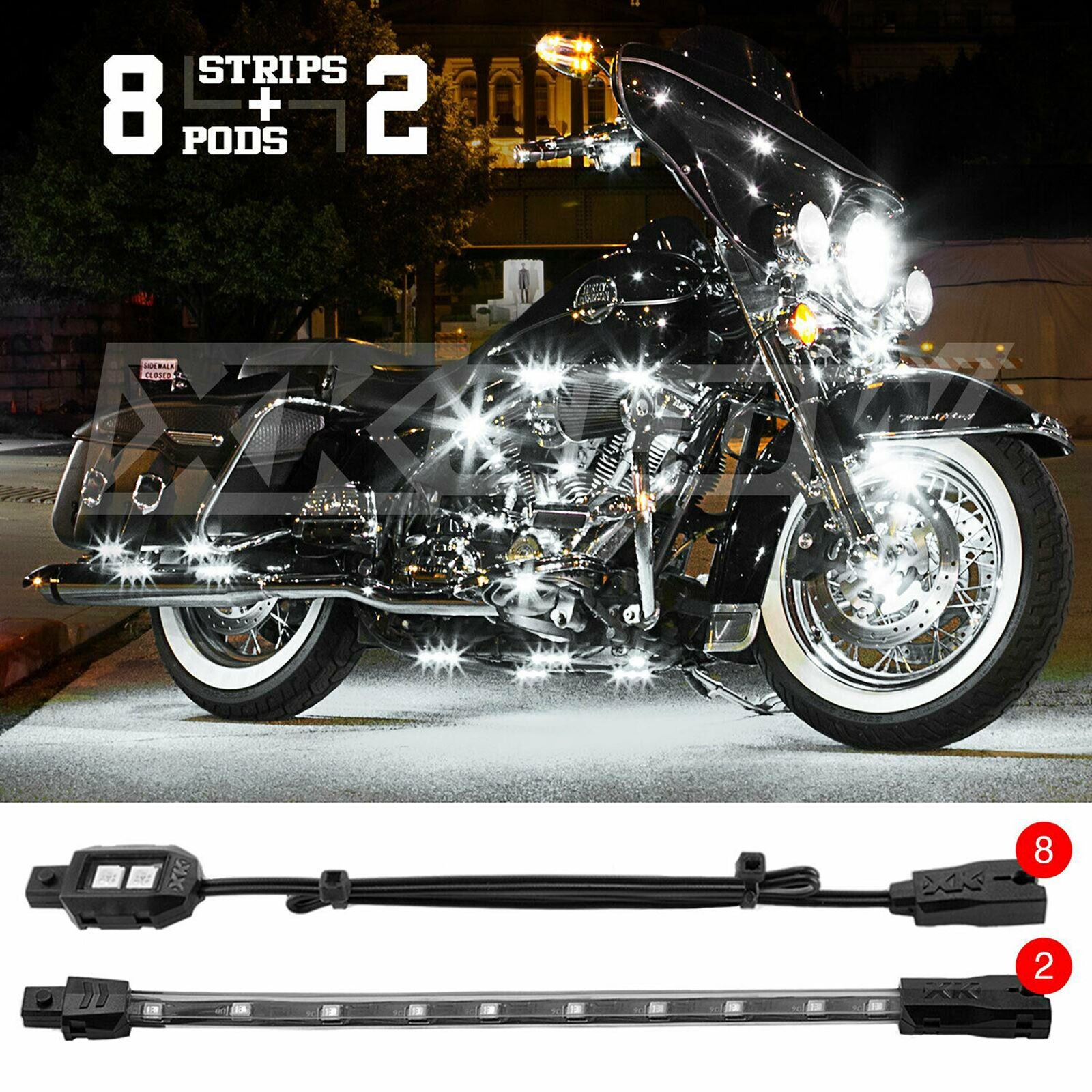 XKGlow Single Color Motorcycle LED Accent Light Strip Kit_673345