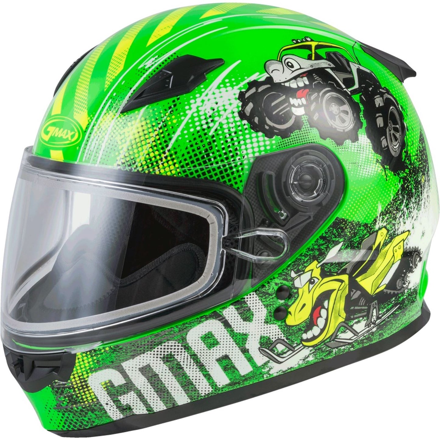 GMax Youth GM-49Y Beasts Snow Helmet Neon Green/Hi-Vis Youth Large  [MPN: G24911052]_678045