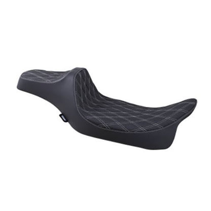 Drag Specialties Predator III Seat - Extended - Double Diamond -Silver Stitched 0801-1261_724846