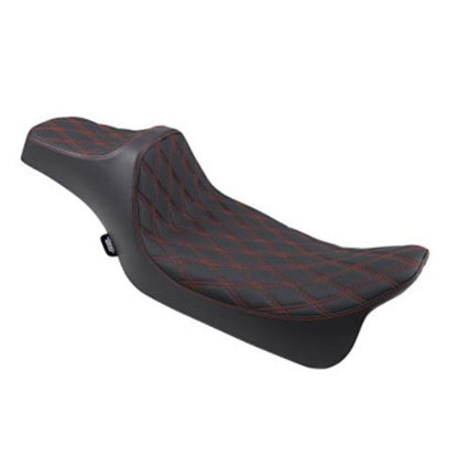 Drag Specialties Predator III Seat - Extended - Double Diamond - Red Stitched 0801-1262_724856