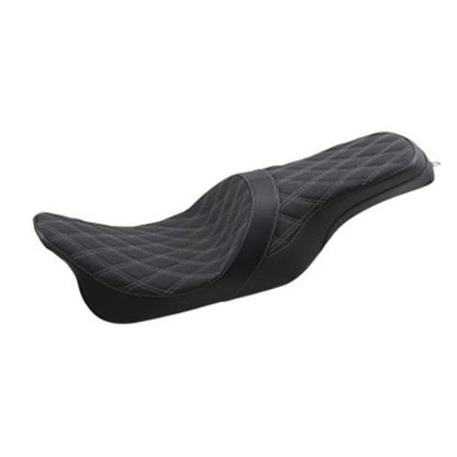 Drag Specialties Forward Positioned Predator 2-Up Seat - Double Diamond-Silver Stitched 0801-1266_724850