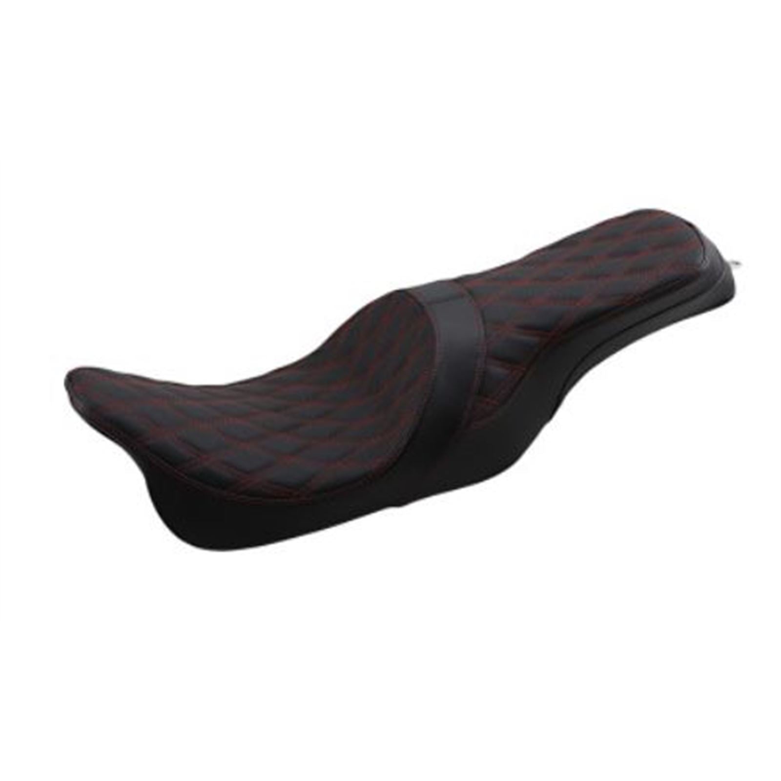 Drag Specialties Forward Positioned Predator 2-Up Seat - Double Diamond - Red Stitched 0801-1267_724849