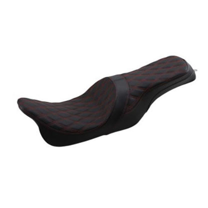 Drag Specialties Forward Positioned Predator 2-Up Seat - Double Diamond - Red Stitched 0801-1267_724849