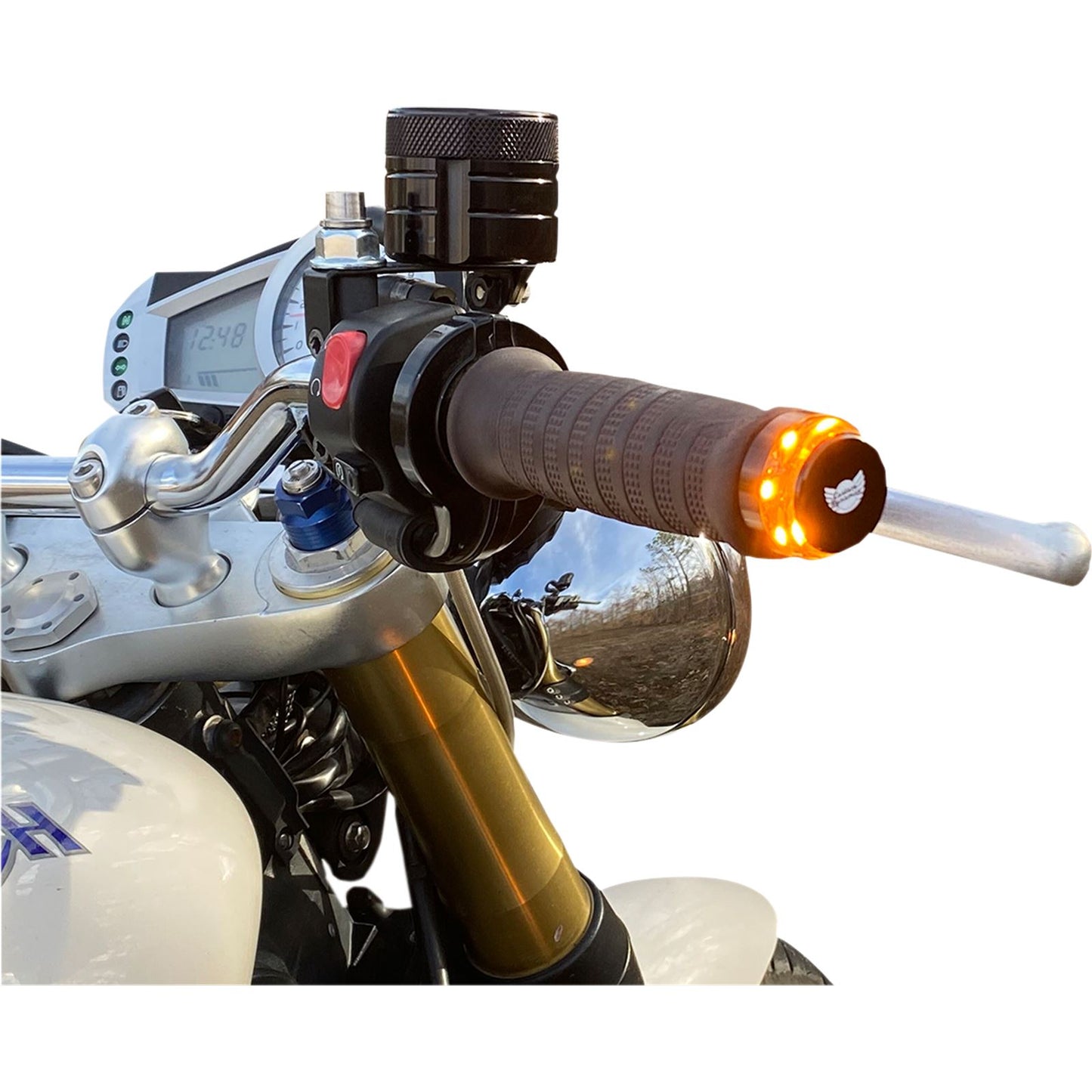 Custom Dynamics Handlebar End Dual LED Lights - Universal CD-BAR-END-AW-B_1046826