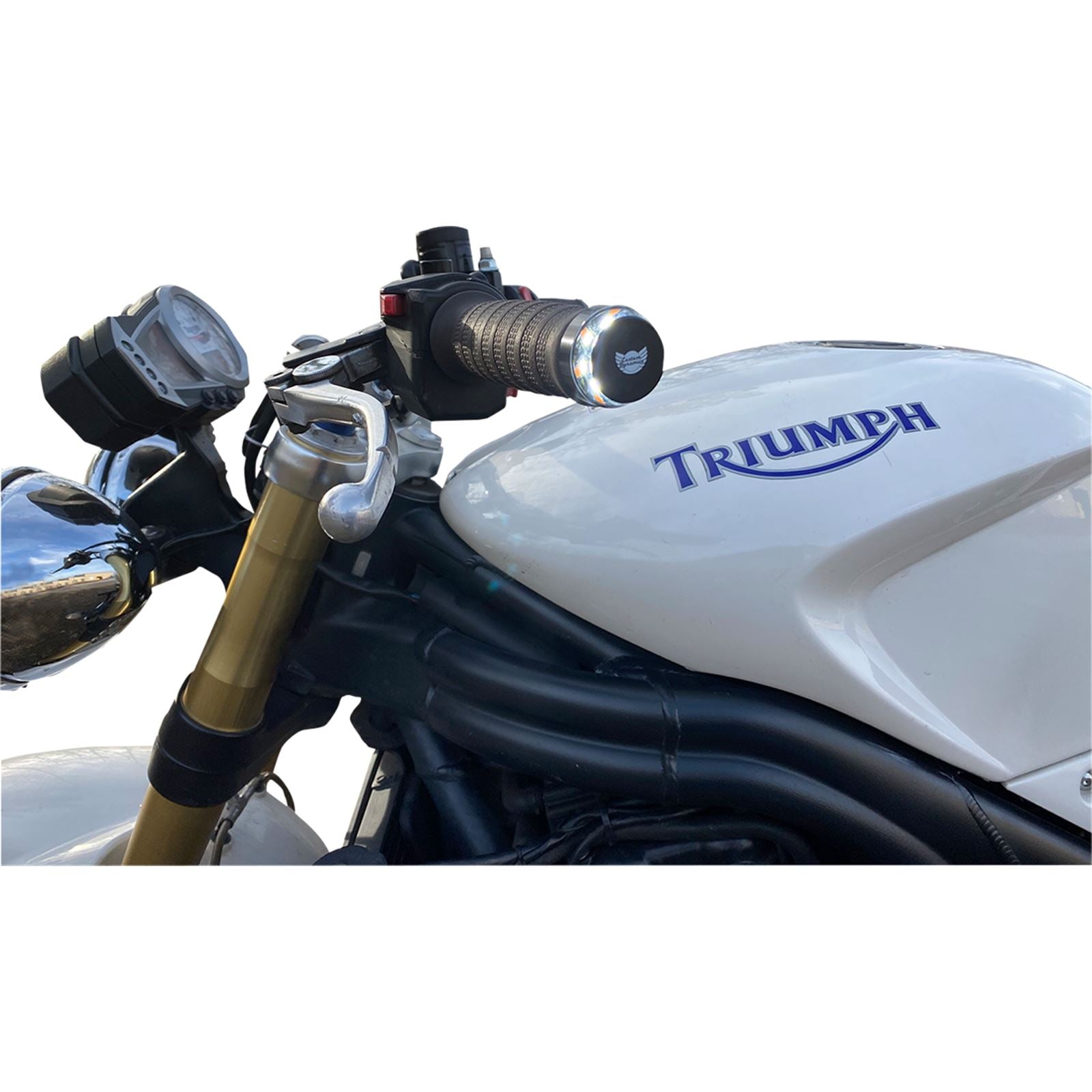 Custom Dynamics Handlebar End Dual LED Lights - Universal CD-BAR-END-AW-B_1046827