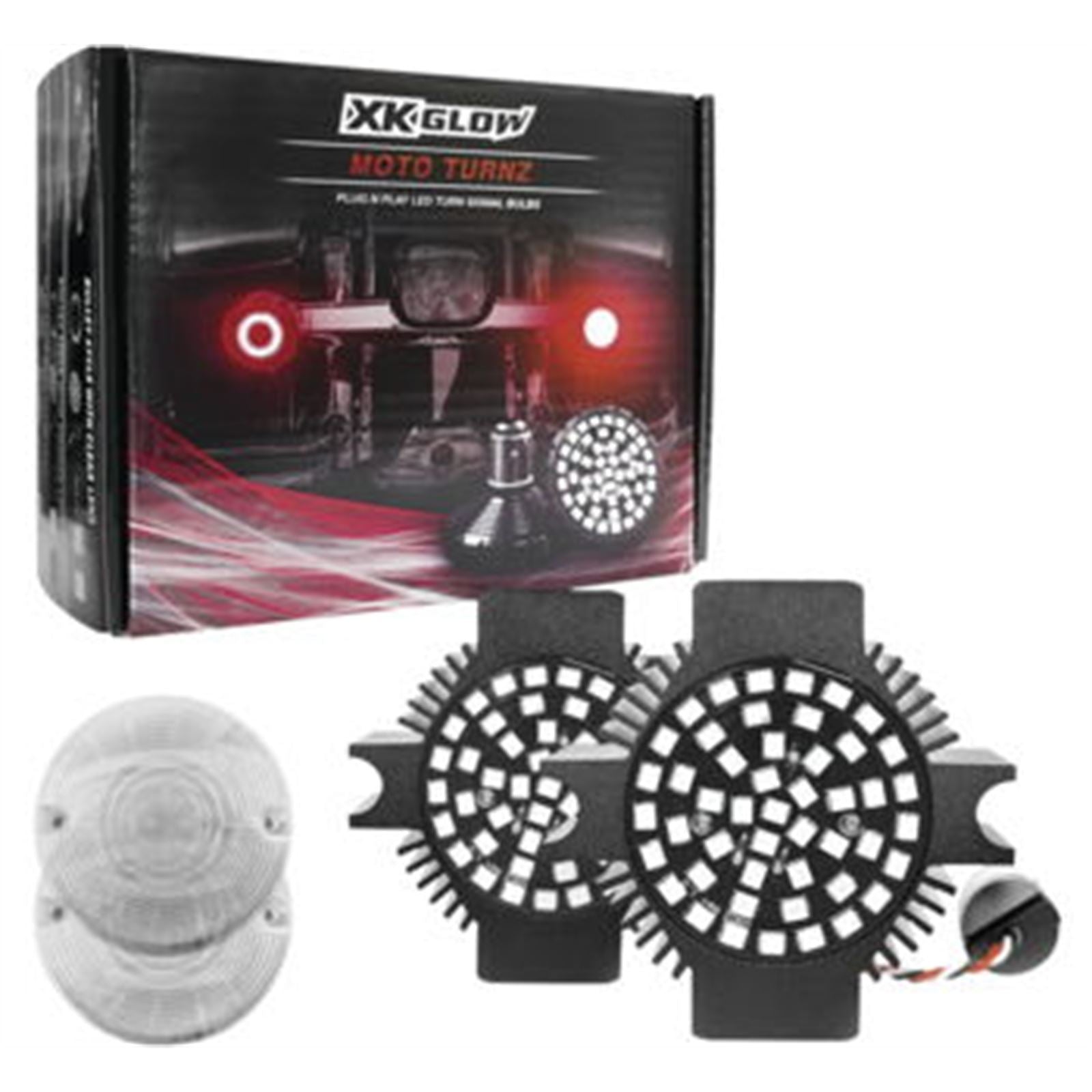 XKGlow LED Turn Signal and Lens Kits Flat - 1157 - Dual - Red/Clear XK1157F-RR-C_673334