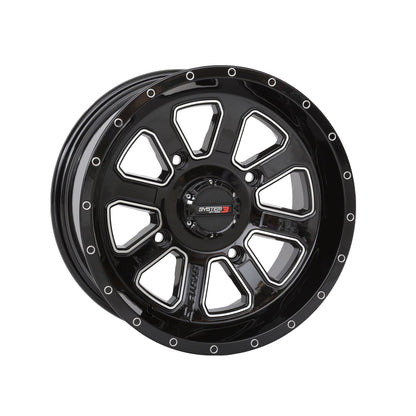 System 3 ST-4 Aluminum Wheel 14x7, 4/156, 4+3, Black/Machined 14S3-4156_1308476