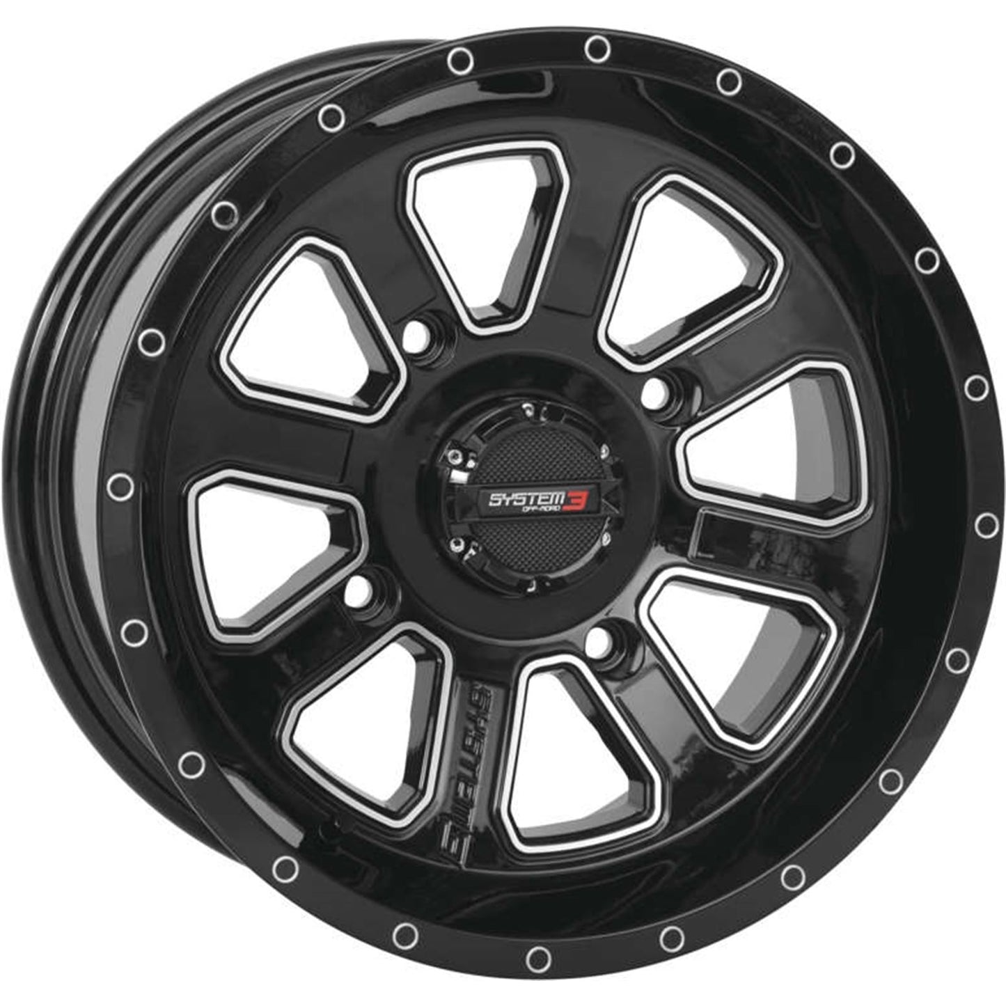 System 3 ST-4 Aluminum Wheel 14x7, 4/156, 4+3, Black/Machined 14S3-4156_983653