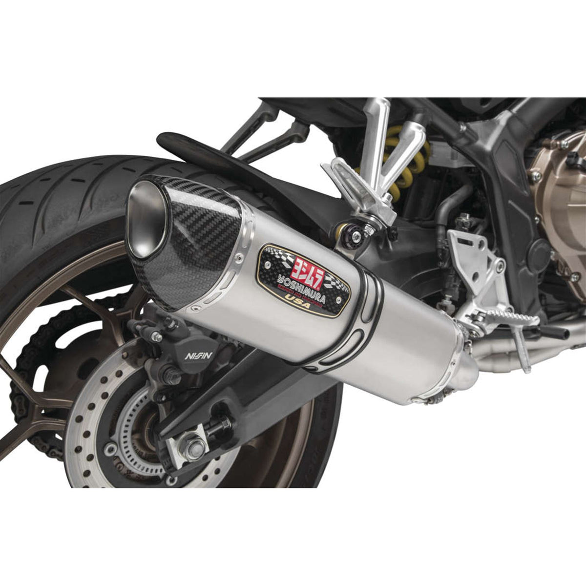 Yoshimura R-77 Full-System Exhaust Stainless Steel Sleeve Carbon Fiber End Cap [MPN: 12651AJ520]_981964