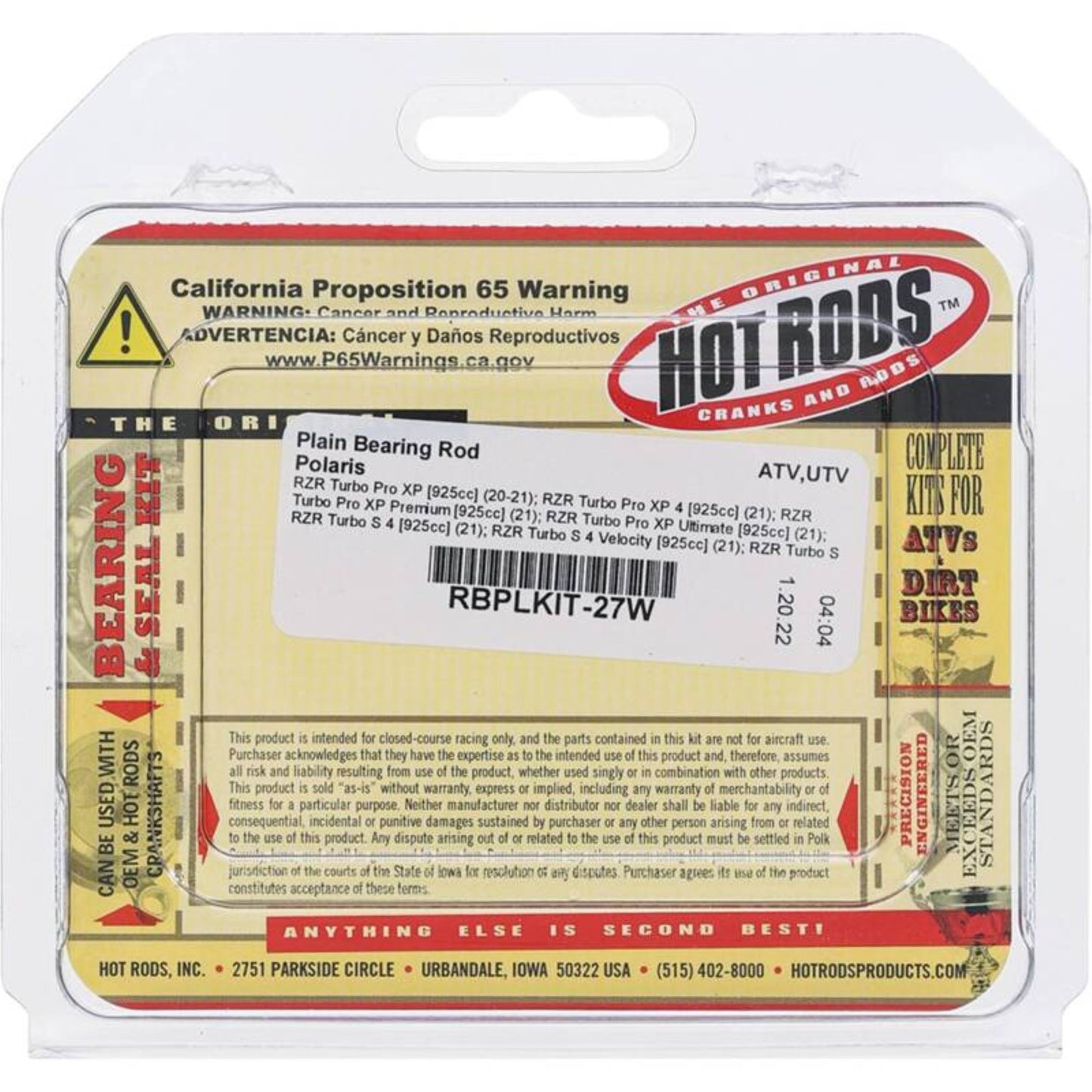 Hot Rods Plain Bearing Rod RBPLKIT-27W_1649605