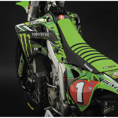 D'Cor Seat Cover Team Fits Kawasaki Replica Black/Green with Ribs [MPN: 30-20-102]_504406