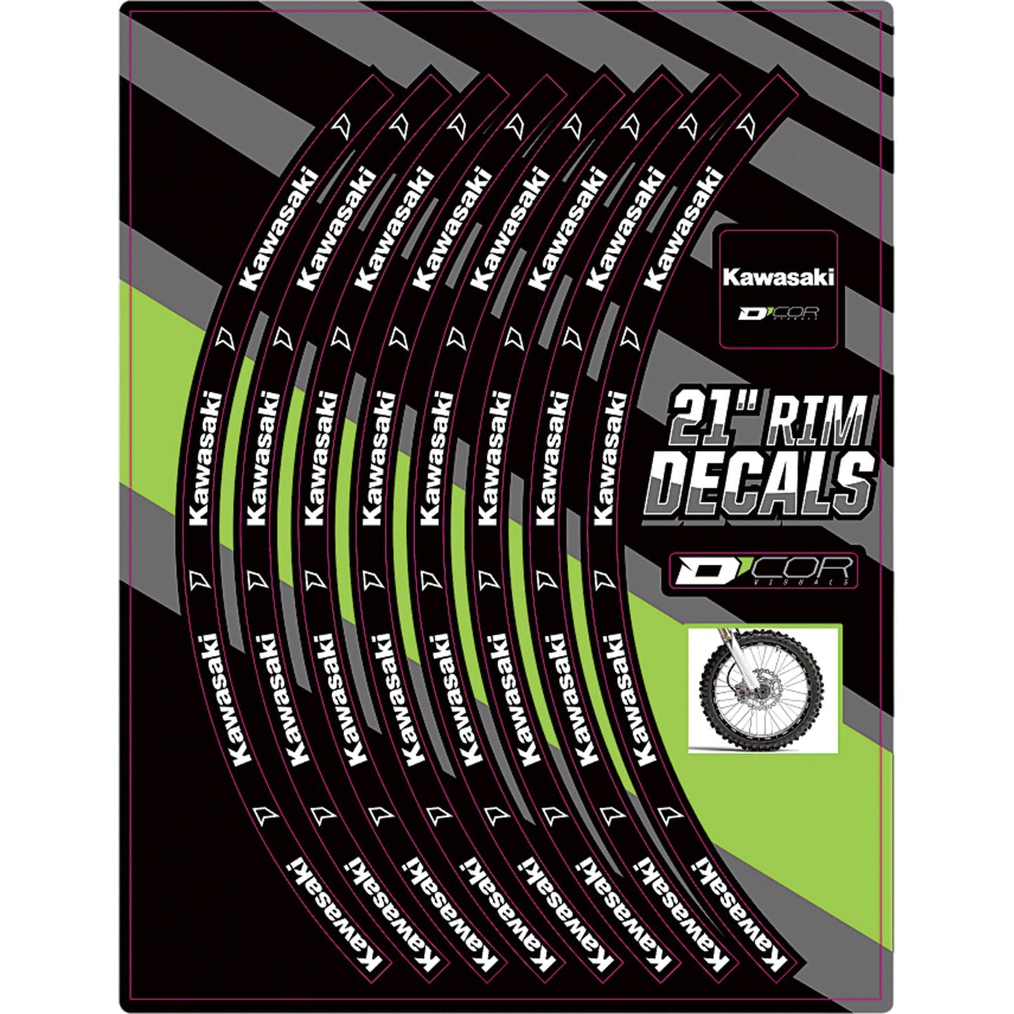 D'Cor Rim Decals 21" Kawasaki Logo Front [MPN: 40-80-202]_300886