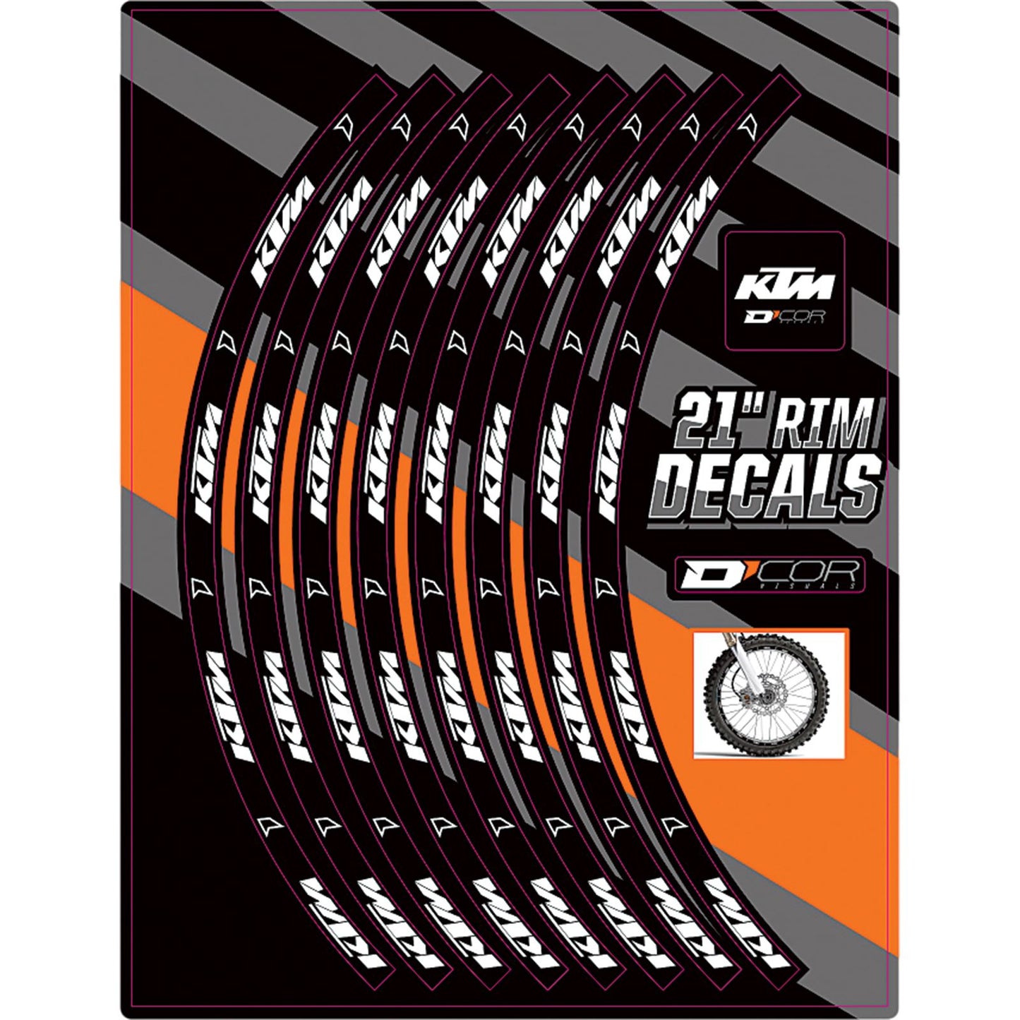 D'Cor Rim Decals 21" KTM Logo Front [MPN: 40-80-204]_300890