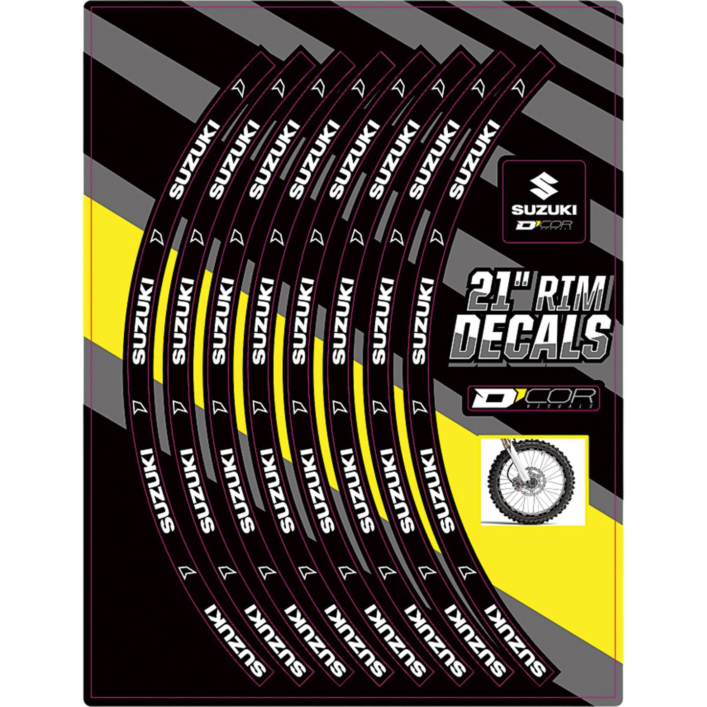 D'Cor Rim Decals 21" Suzuki Logo Front [MPN: 40-80-206]_300894