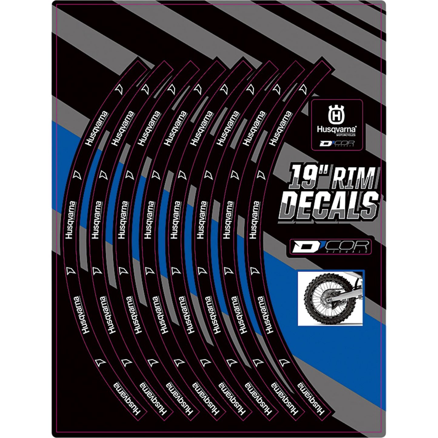 D'Cor Rim Decals 19" for Husqvarna Logo Rear [MPN: 40-80-209]_300900