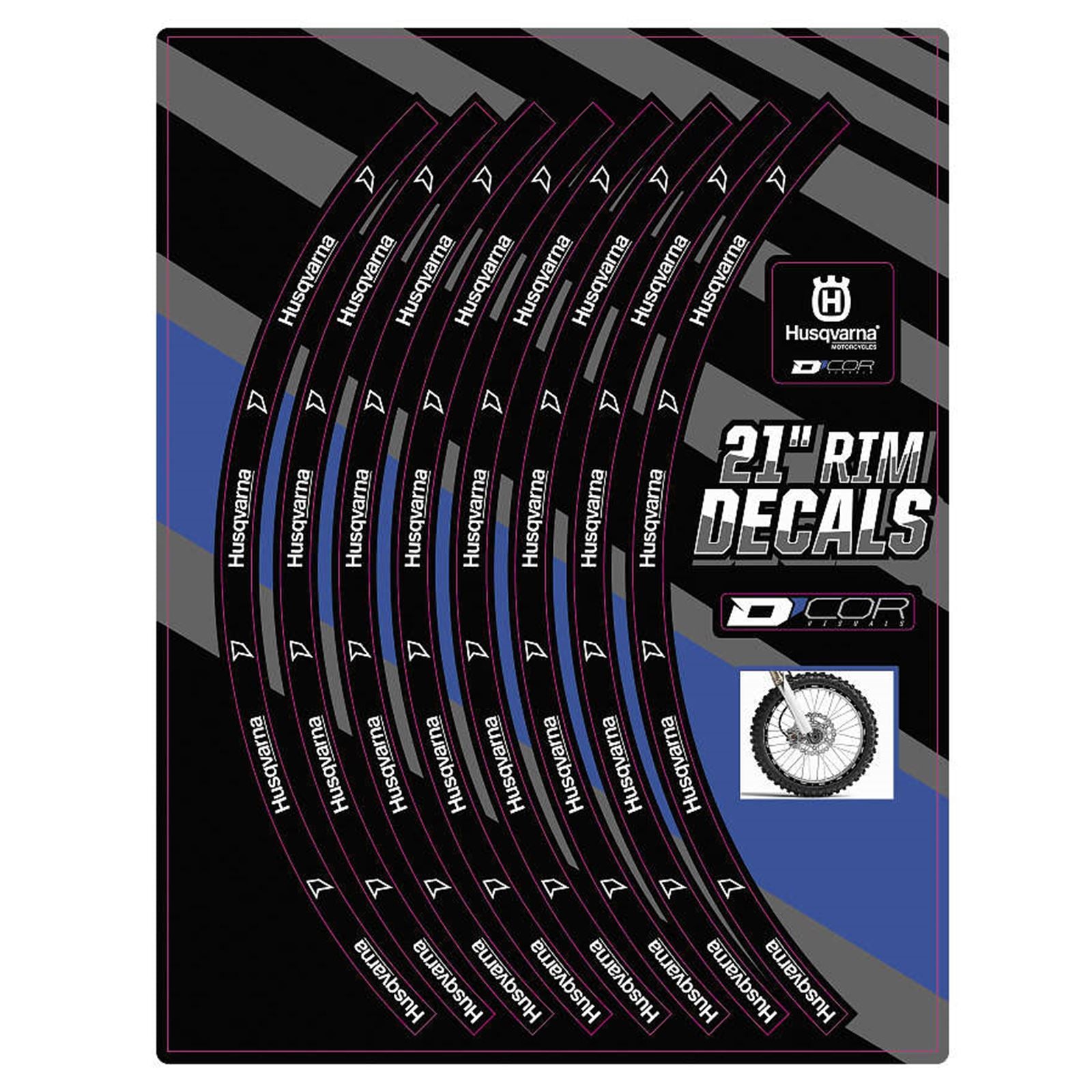 D'Cor Rim Decals 21" for Husqvarna Logo Front [MPN: 40-80-210]_300901
