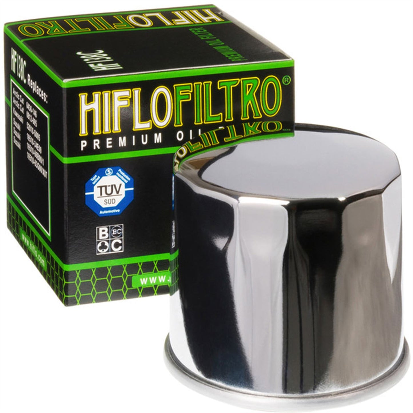 Hiflofiltro Oil Filter Chrome [MPN: HF138C]_302041