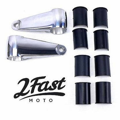 2FastMoto Universal Head Light Bracket Fork Mount Custom 35-41mm KZ - Silver 2fm-66-35830_647118