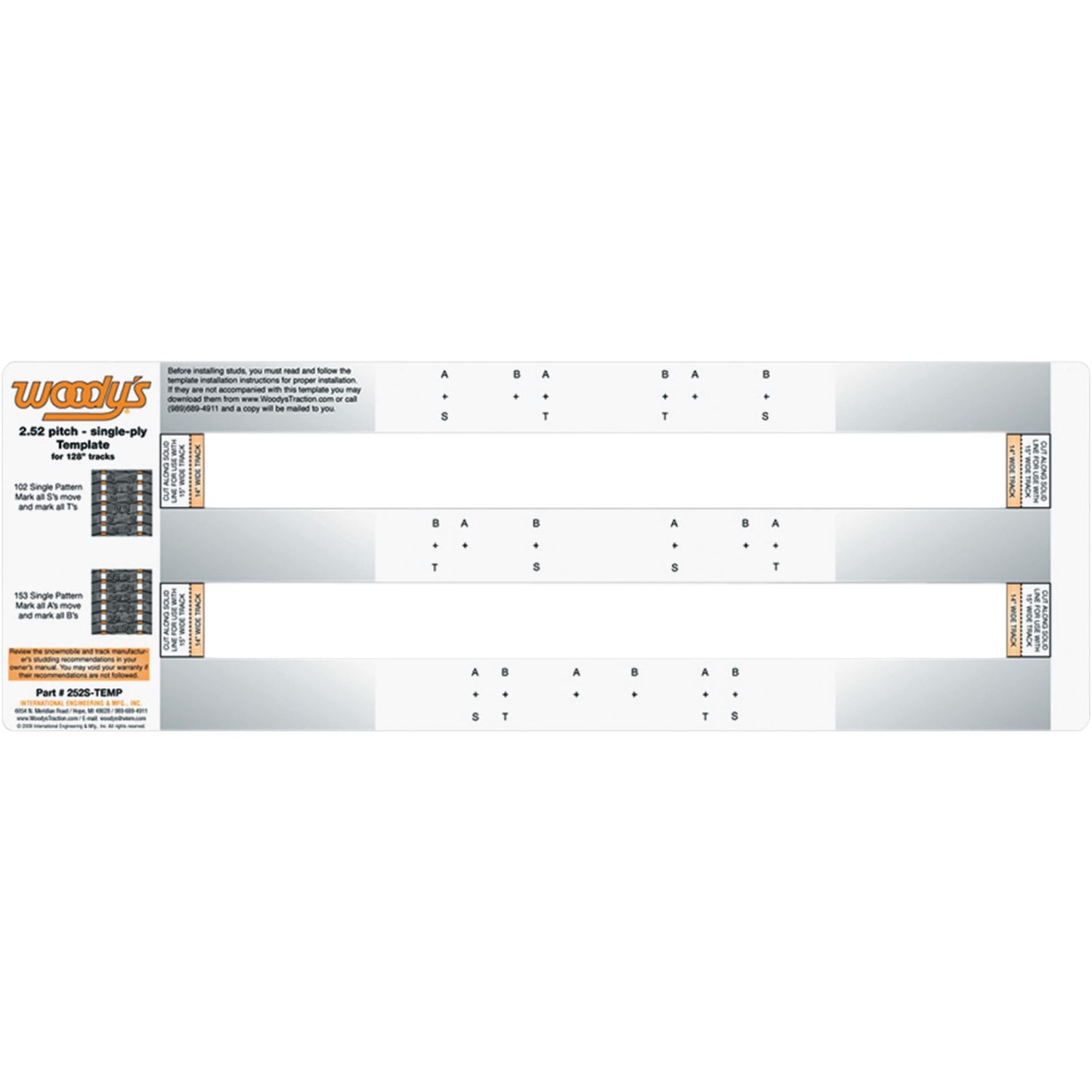 Woodys Studding Template 2.52" Pitch - Single Ply 252S-TEMP_497395