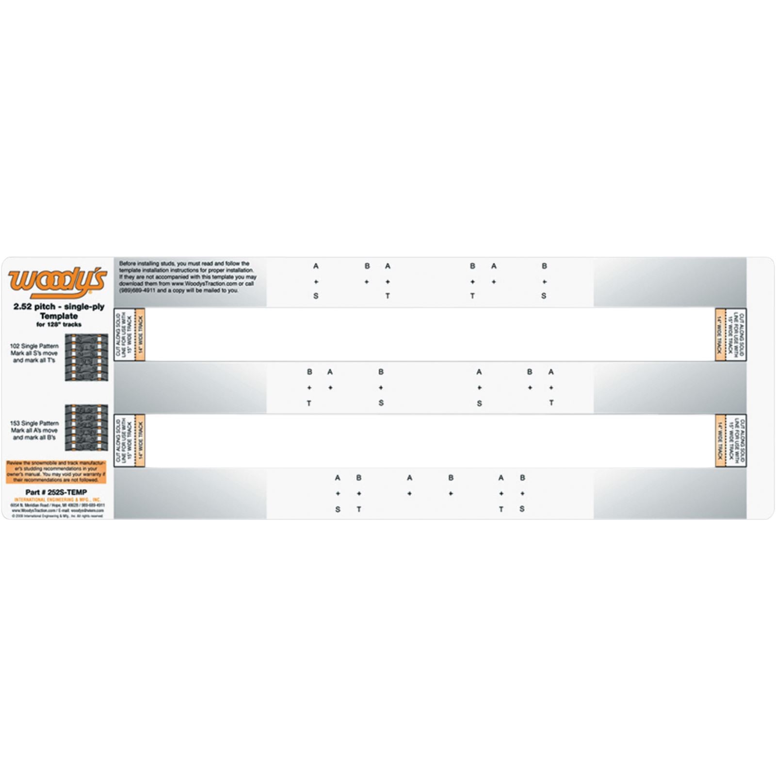 Woodys Studding Template 2.52" Pitch - Single Ply 252S-TEMP_497395