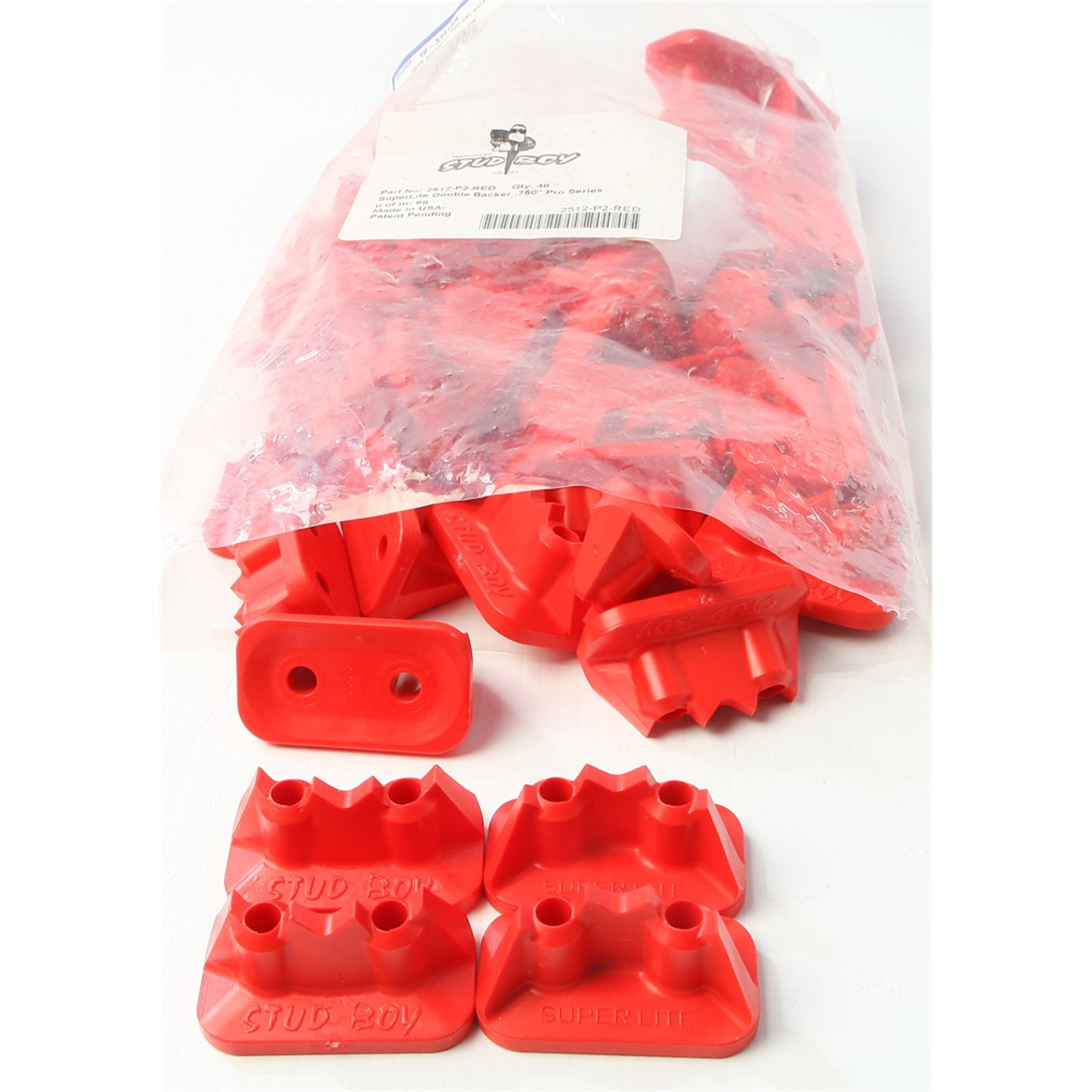 Stud Boy Super-Lite Pro Series Double Backers 0.75" - 48/Pack Red 2512-P2-RED_314924