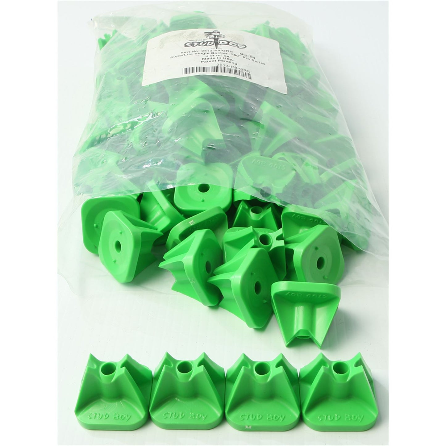 Stud Boy Super-Lite Pro Series Single Backers .75" - 84/Pack Green 2513-P8-GRN_314929