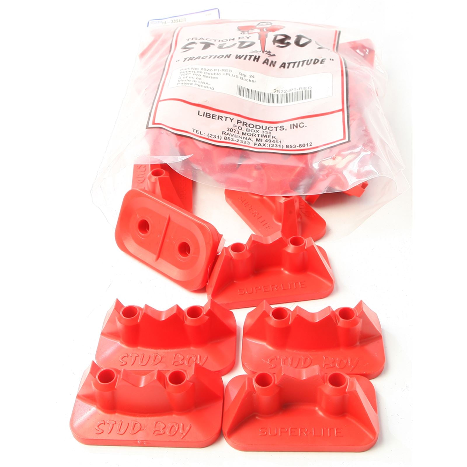 Stud Boy Super-Lite Pro Series Double Backers .75" - 24/Pack Red 2522-P1-RED_314936