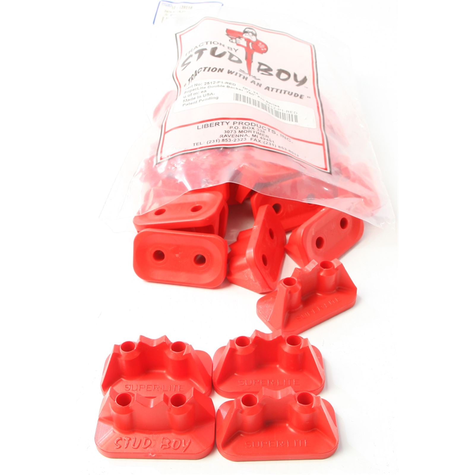 Stud Boy Super-Lite Pro Series Double Backers .75" - 24/Pack Red 2512-P1-RED_314948