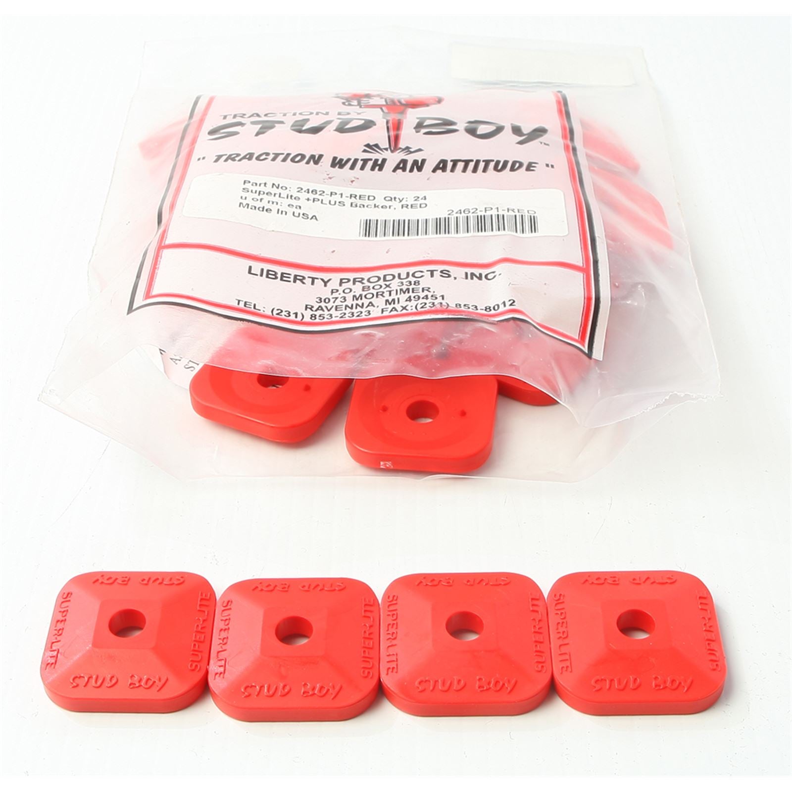 Stud Boy Super-Lite Plus Backers Red 24/Pack 2462-P1-RED_315019