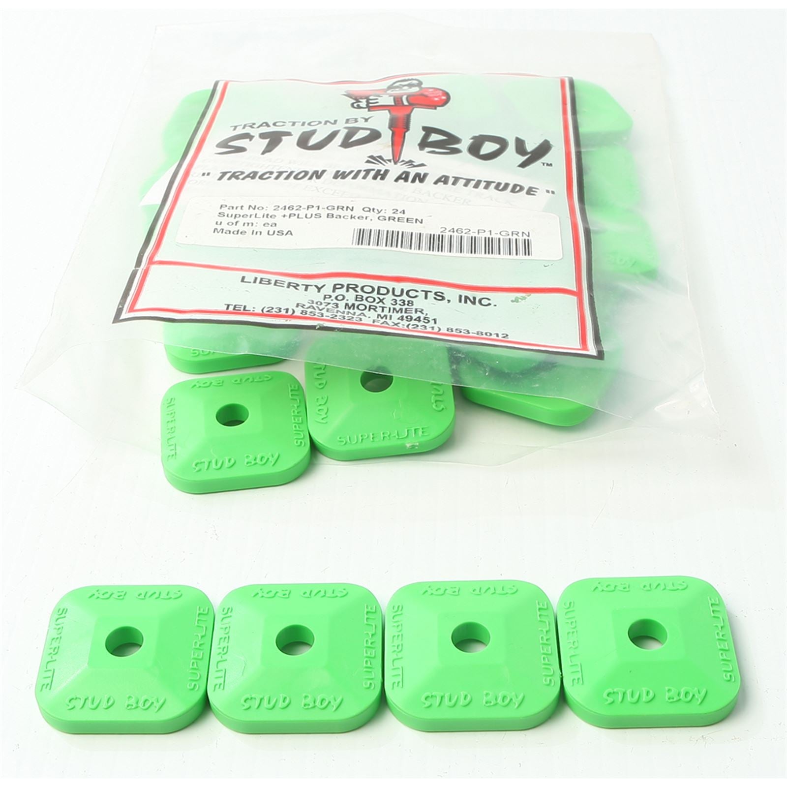 Stud Boy Super-Lite Plus Backers Green 24/Pack 2462-P1-GRN_315022