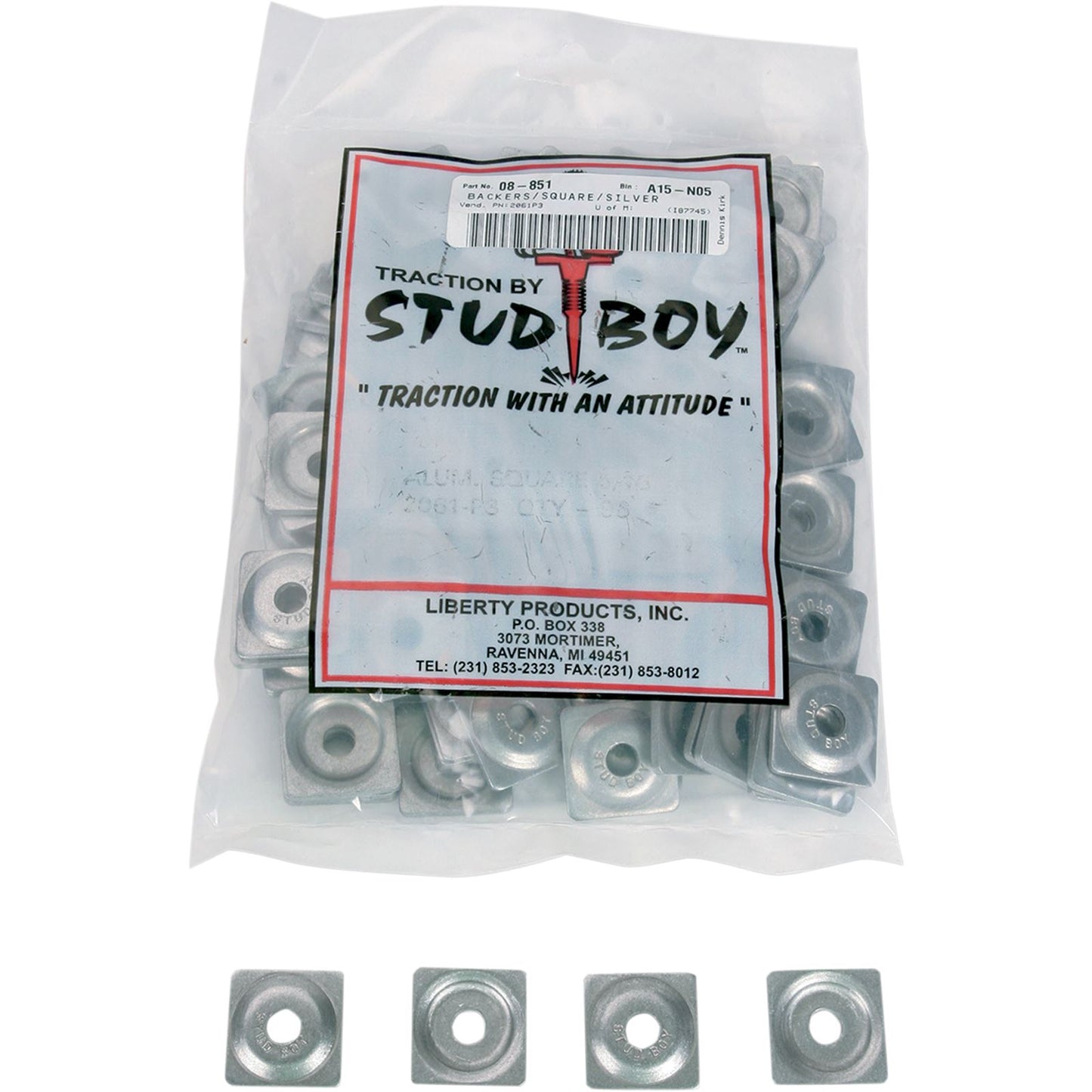 Stud Boy Square Backer Plates Aluminum - 96/Pack 2061-P3_476735