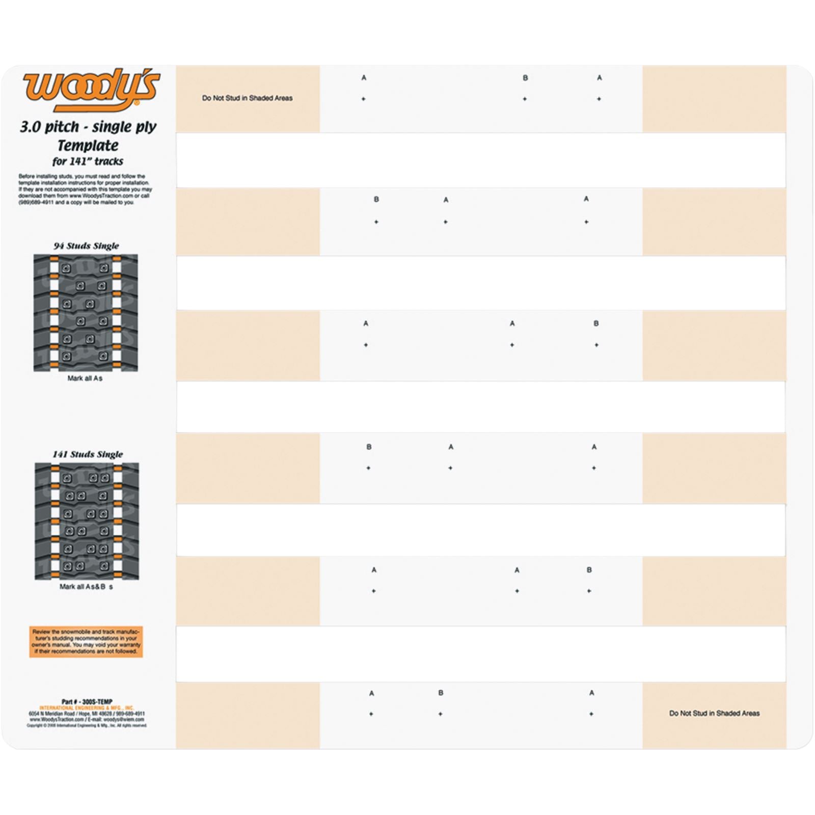 Woodys Studding Template 3.0" Pitch - Single Ply 300S-TEMP_497396