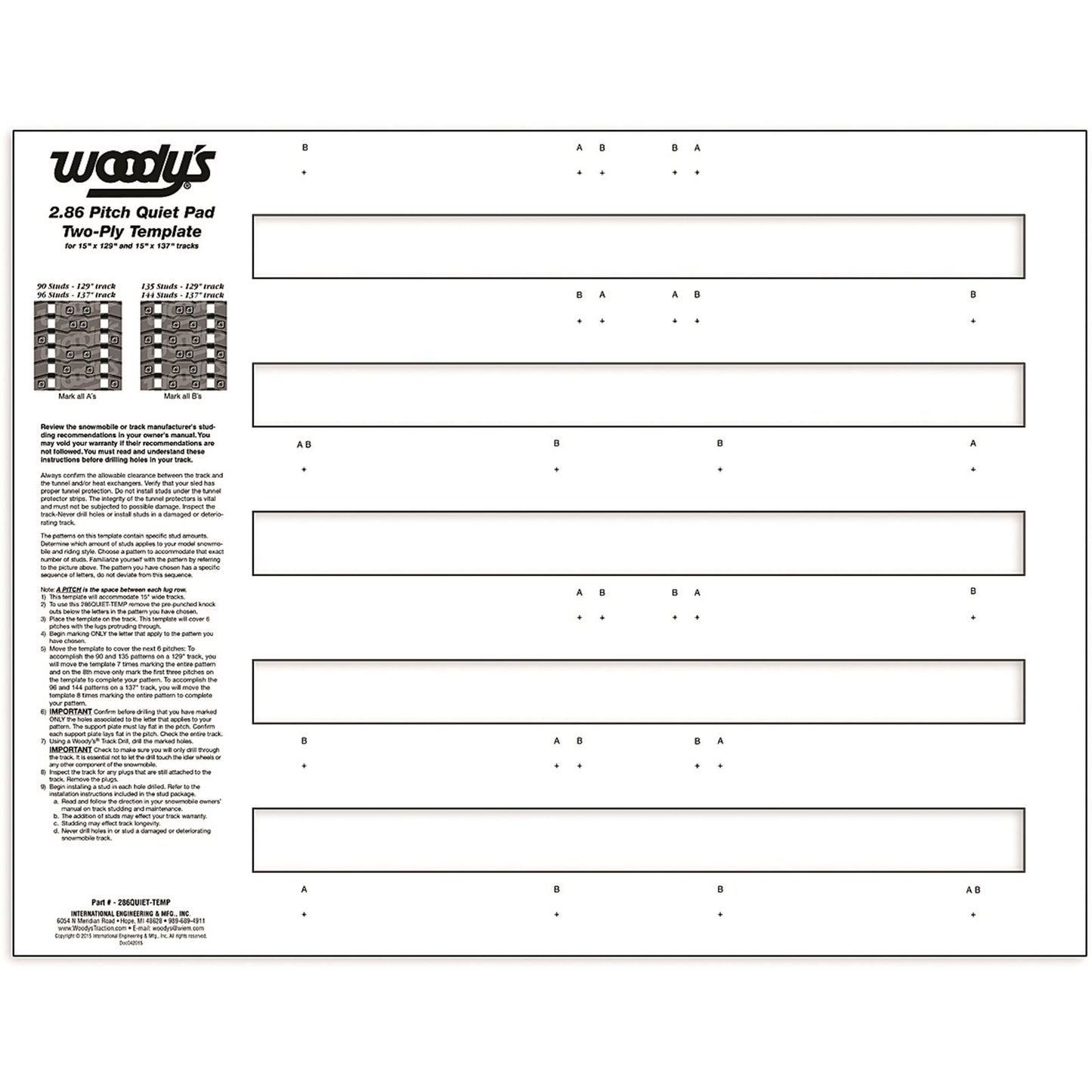 Woodys Template 2.86 Pitch Quiet 286QUIET-TEMP_315054