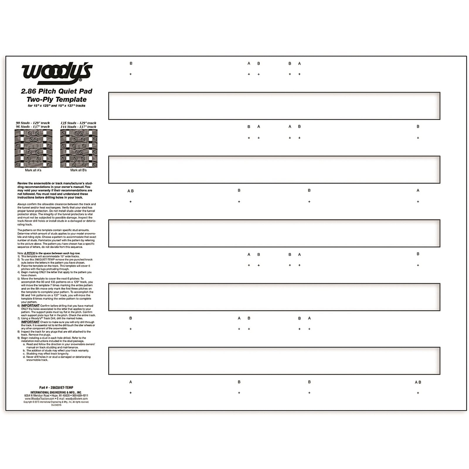 Woodys Template 2.86 Pitch Quiet 286QUIET-TEMP_315054
