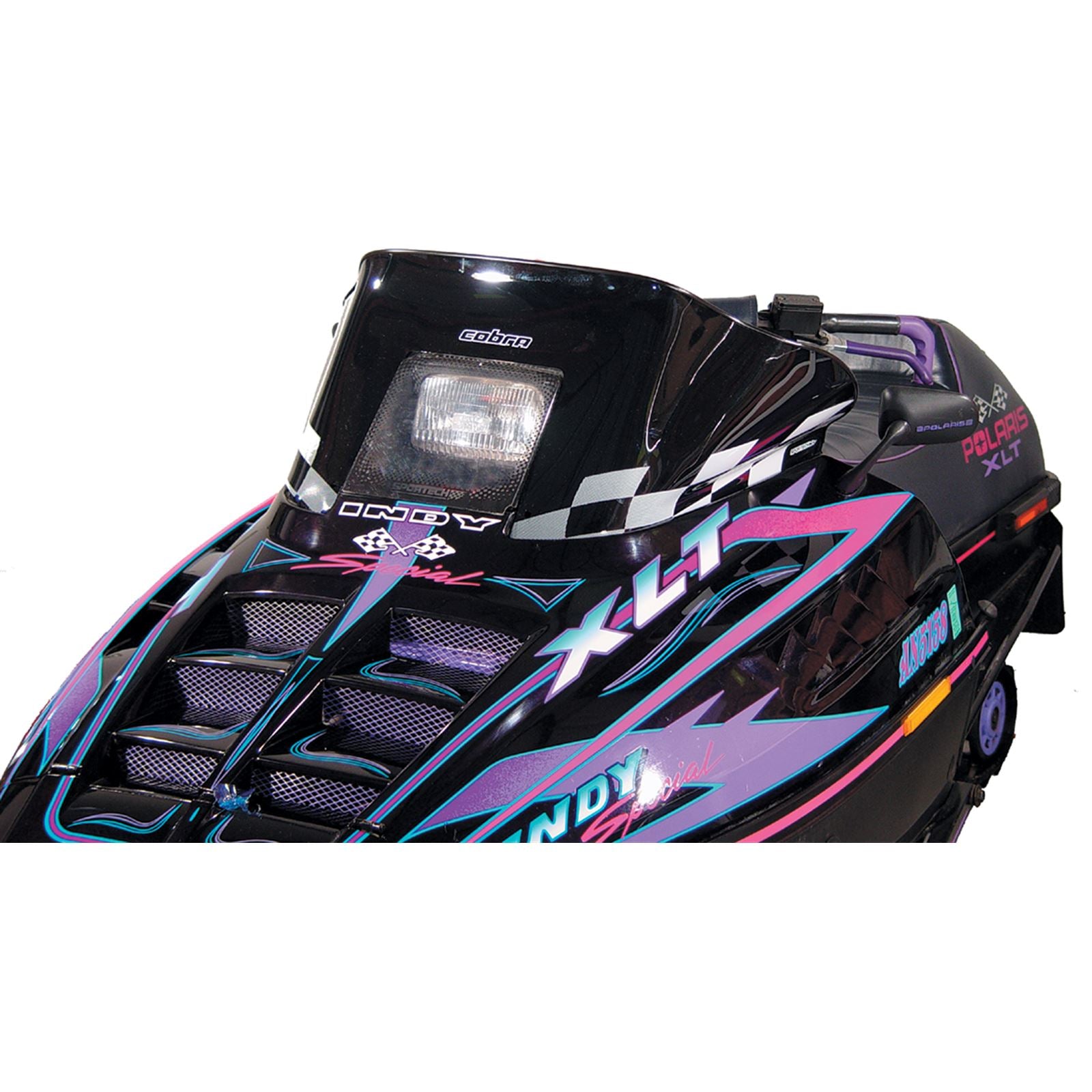 Powermadd Cobra Windshield Indy Black/White - Snowmobile [MPN: 11120]_503322