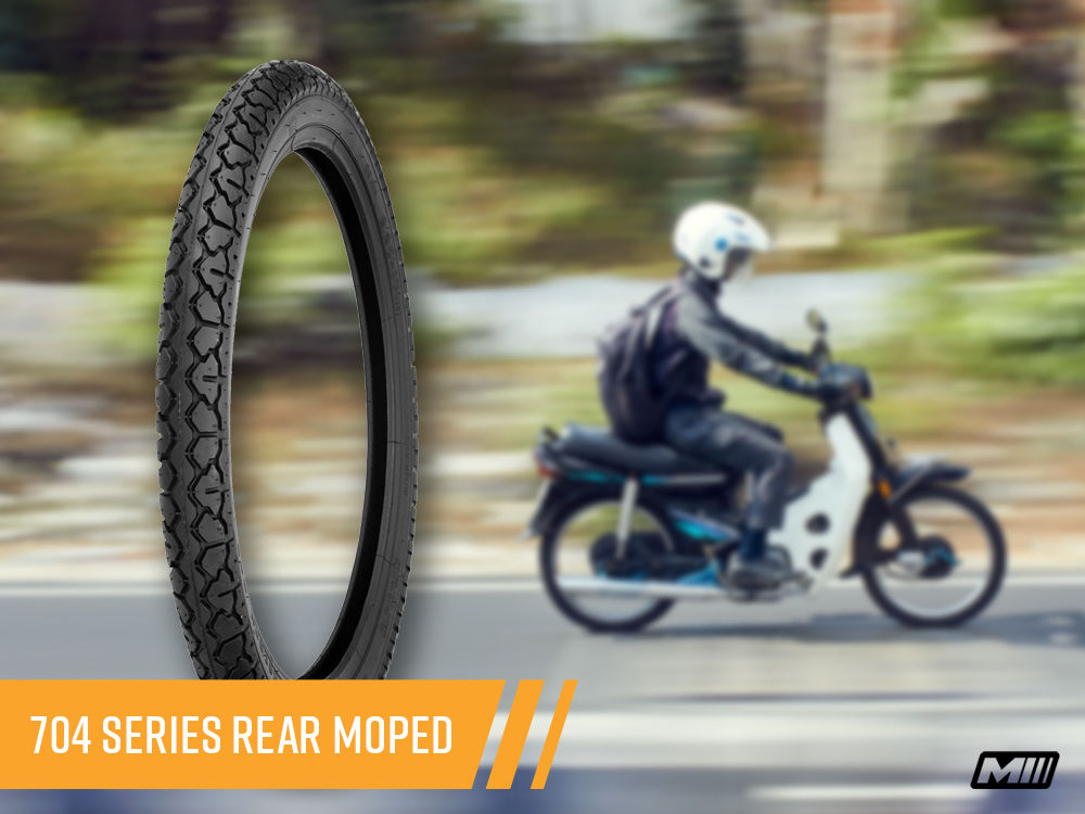 Featuring Shinko's 704 Series Rear Moped Tire